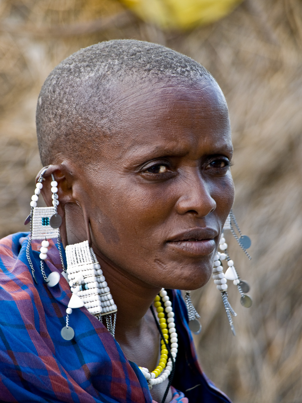 Maasai woman in traditional clothing and jewellery in the Serengeti National Park, Tanzania
